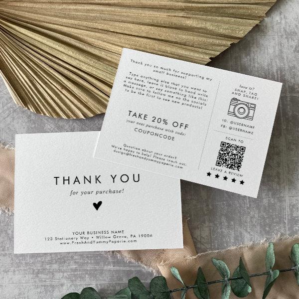 Chic Typography Small Business Thank You Order Enclosure Card