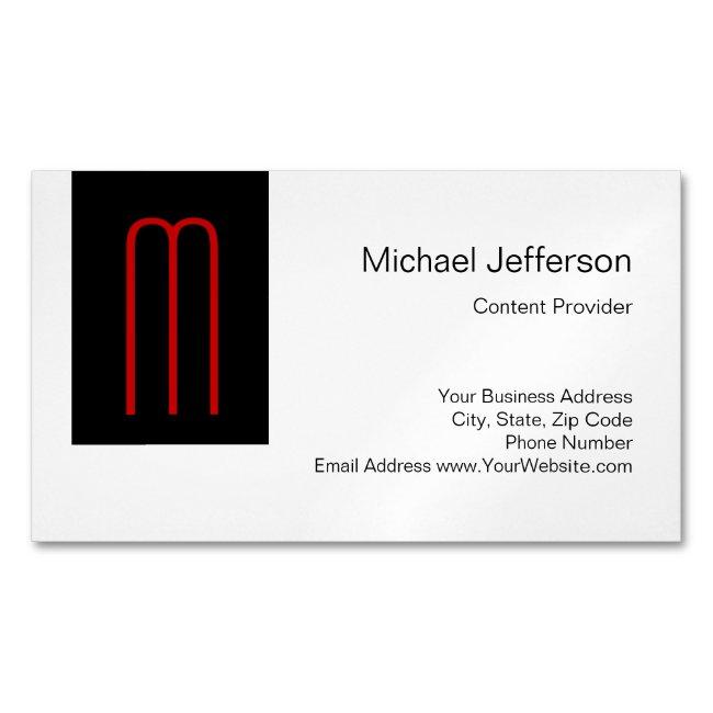 Chic Unique Monogram Black White Plain Simple  Magnet