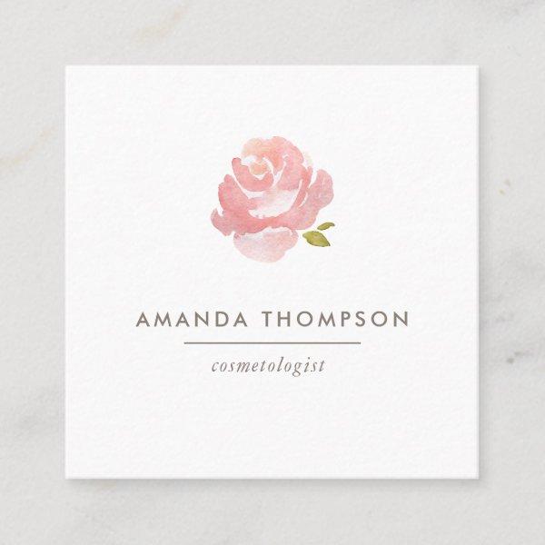 Chic Watercolor Blush Pink Rose Square