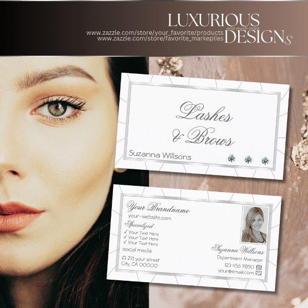 Chic White and Silver Frame with Diamonds & Photo