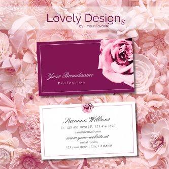 Chic Wine Red and White Pink Rose Simple