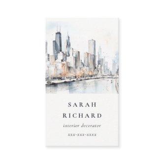 Chicago, Illinois City Scape Watercolor Travel
