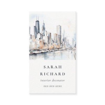 Chicago, Illinois City Scape Watercolor Travel