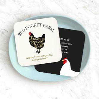 Chicken Farm Fresh Eggs Retro Square