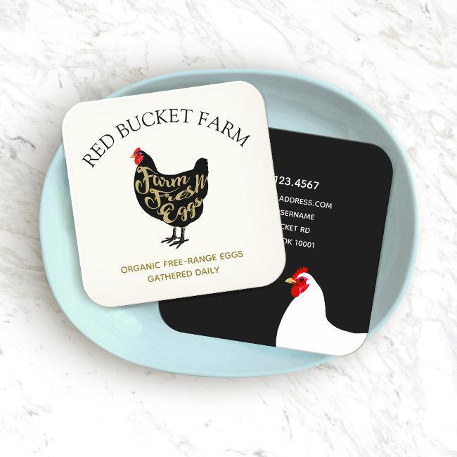 Chicken Farm Fresh Eggs Retro Square
