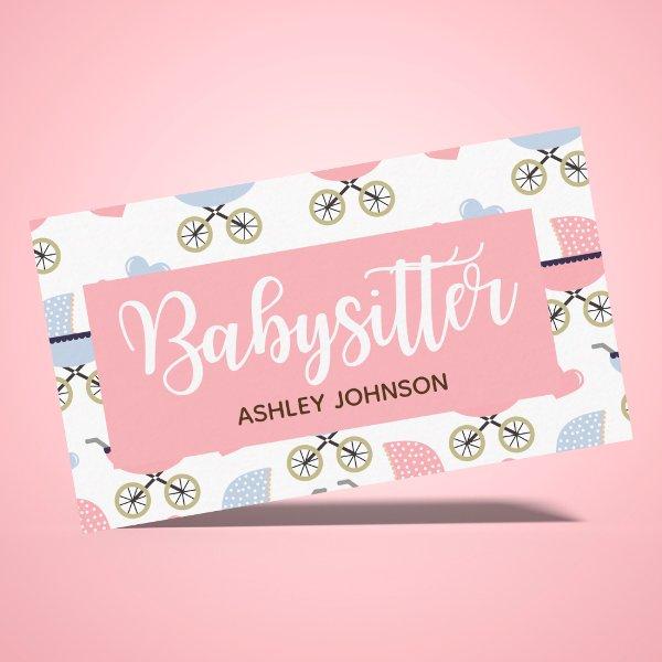 Child Care Nanny Babysitter Cute Stroller Pattern