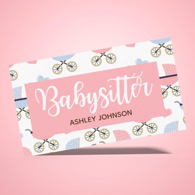 Child Care Nanny Babysitter Cute Stroller Pattern