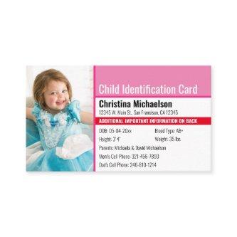 Child ID Photo Identification Emergency Allergy Ba