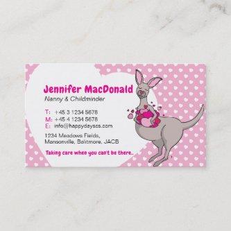 Childminder baby sitter carer pink kangaroo cards