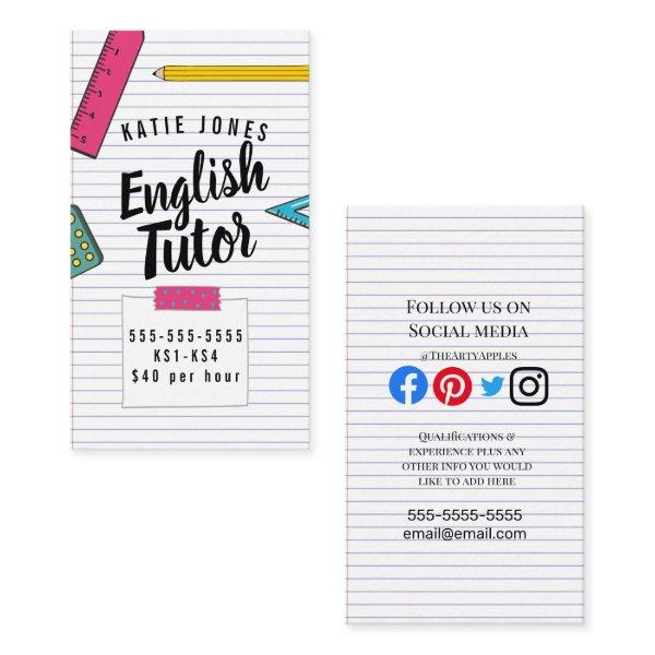 Childs English tutor home learning exams