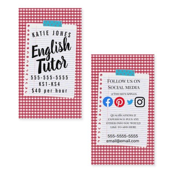 Childs English tutor home learning exams