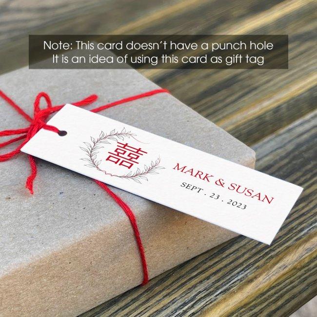 Chinese Double Happiness Wedding Tag (1x3 inch)