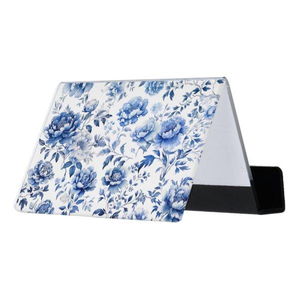 Chinoiserie Blue Flowers Desk  Holder