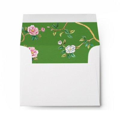 Chinoiserie pattern lined  return address  envelope