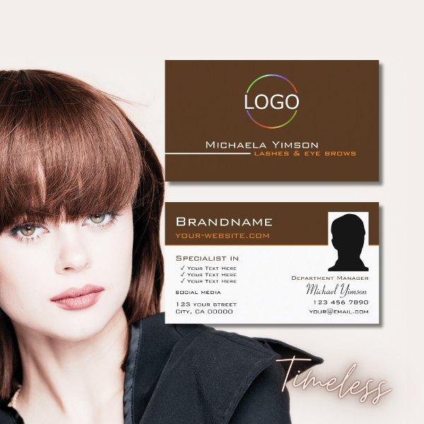 Chocolate Brown White with Logo and Photo Elegant