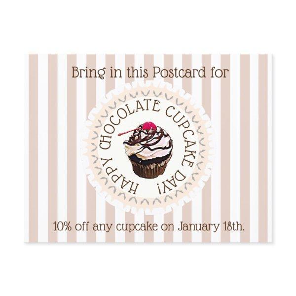 Chocolate Cupcake Day October 18th Coupon Business Postcard