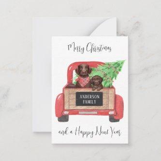 Chocolate Lab Dog Vintage Truck Merry Christmas Note Card