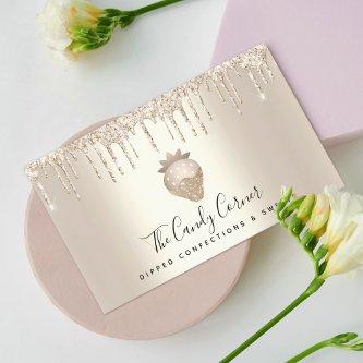 Chocolate Strawberry Confection Gold Glitter Drips