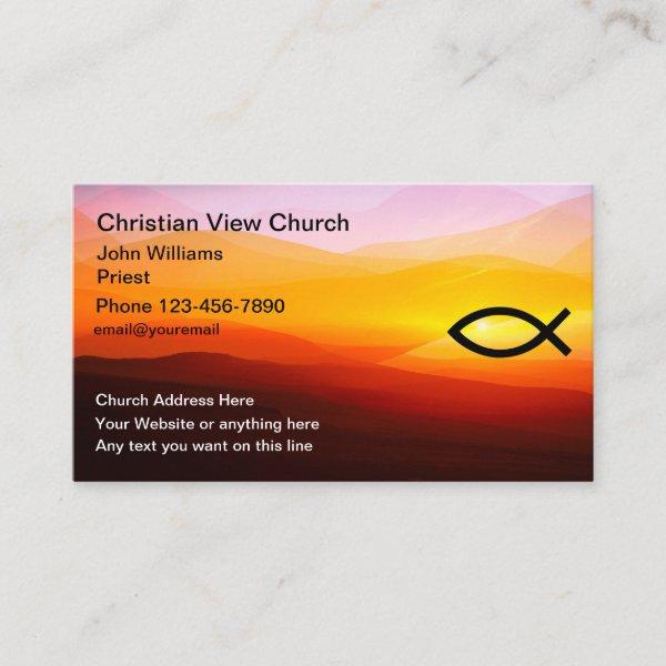 Christian Church Scenic Sunset Icthys Fish