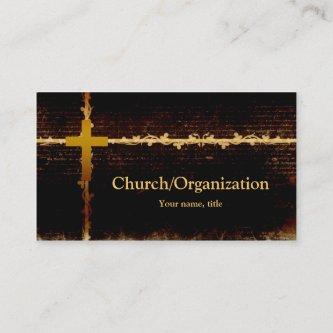 Christianity Pastor Golden Cross Dark Card