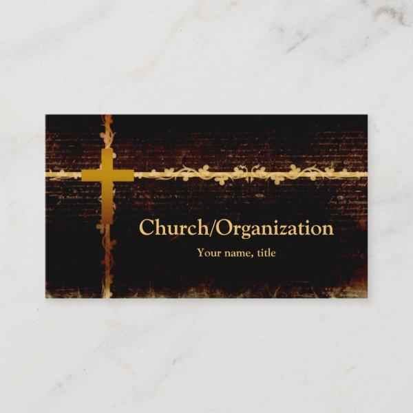 Christianity Pastor Golden Cross Dark Card