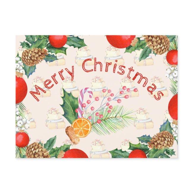 Christmas Bouquet Burnt Orange Candy Barry Wreath Holiday Postcard