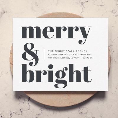 Christmas Business | Merry & Bright Black & White Holiday Card