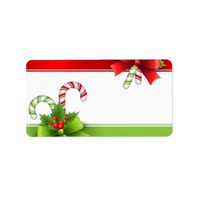 Christmas Candy Canes Mailing Address Labels