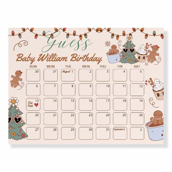 Christmas Cookies Birthday Guess Due Date Calendar Foam Board
