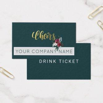 Christmas Corporate Party Dark Green Drink Ticket