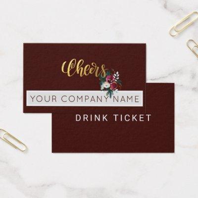 Christmas Corporate Party Dark Red Drink Ticket