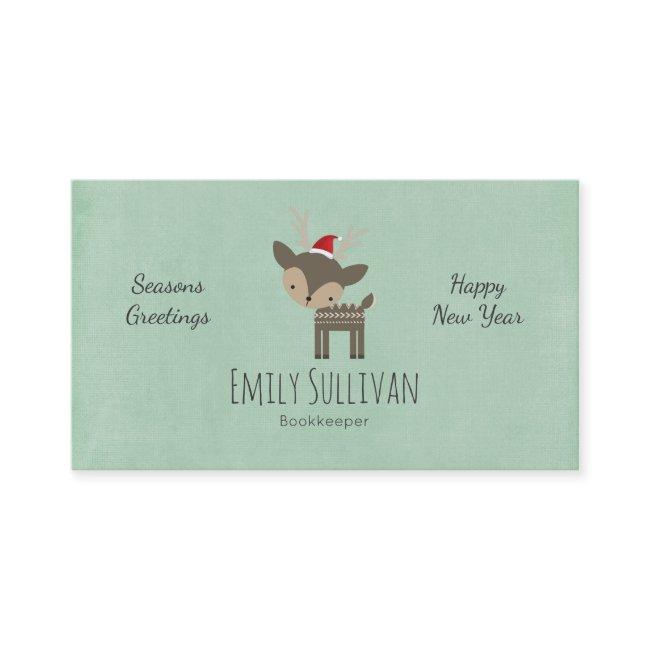 Christmas Deer In A Red Santa Hat Retro Hipster