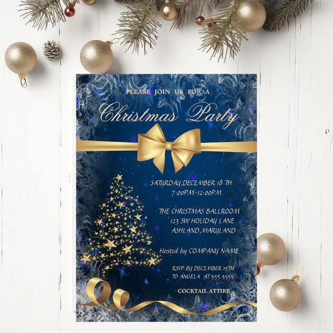 Christmas Gold Tree,Bow,Corporate Party Invitation