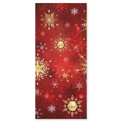Christmas Golden Snowflakes on Red Background
