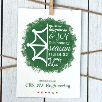 Christmas Green Snowflake Business Holiday Card