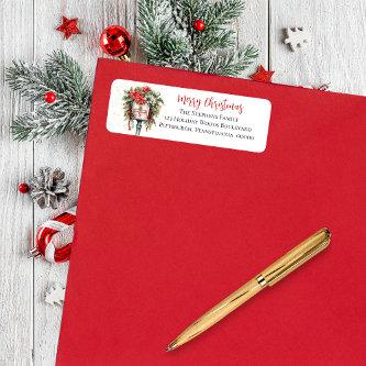 Christmas Holiday Mailbox Floral Monogram Label