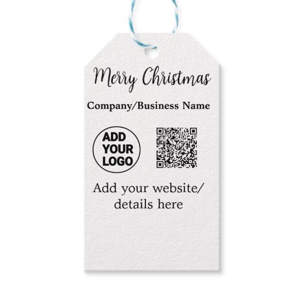 Christmas holidays add business logo name q r code gift tags