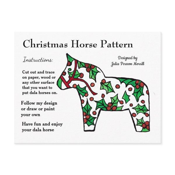 Christmas Horse Pattern to Share Holiday Postcard