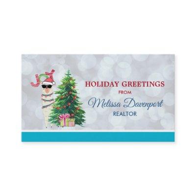 Christmas Llama | Joy Typography | Silver Bokeh