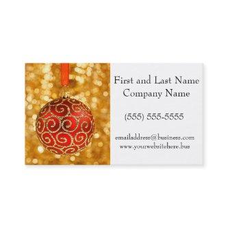 Christmas Ornament Red with Gold Twinkle Lights