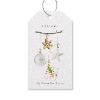 Christmas Ornaments Star Cookie Chime Believe Gift Tags