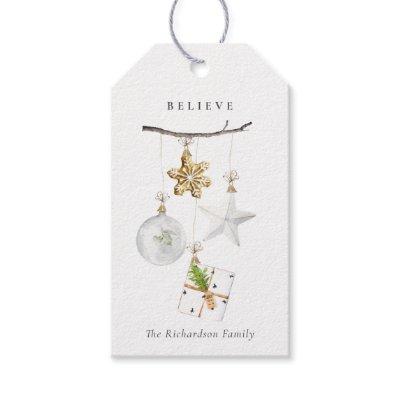Christmas Ornaments Star Cookie Chime Believe Gift Tags