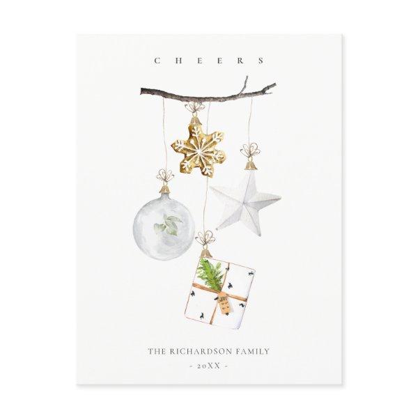 Christmas Ornaments Star Cookie Chime Cheers Holiday Postcard
