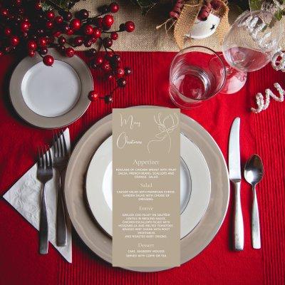 Christmas party beige reindeer nordic dinner menu