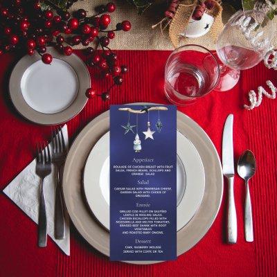 Christmas party blue gnome nordic menu