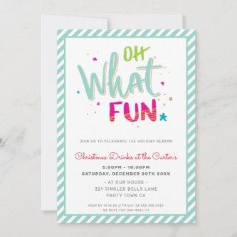 CHRISTMAS PARTY festive fun typography OH WHAT FUN Holiday Card