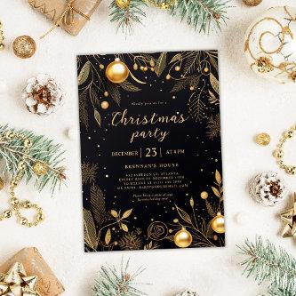 Christmas Party Modern Elegant Gold Holiday Invitation