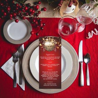 Christmas party red gold bauble dinner menu