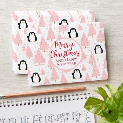 Christmas Penguin Pink Cash Gift  Envelope