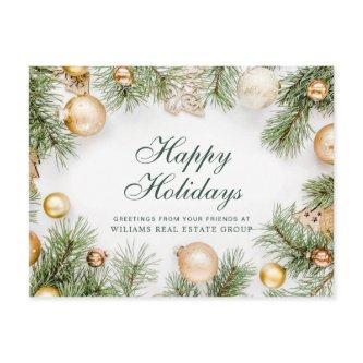 Christmas Pine Cones Branch Rustic Greeting Postcard